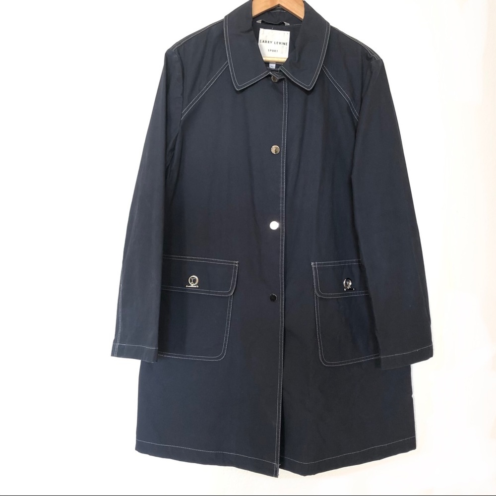 Larry Lavine Rain Coat Navy Blue Size Large